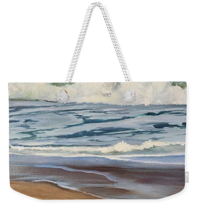 Waves Weekender Tote Bag featuring the painting Splashing Waves by Judy Rixom