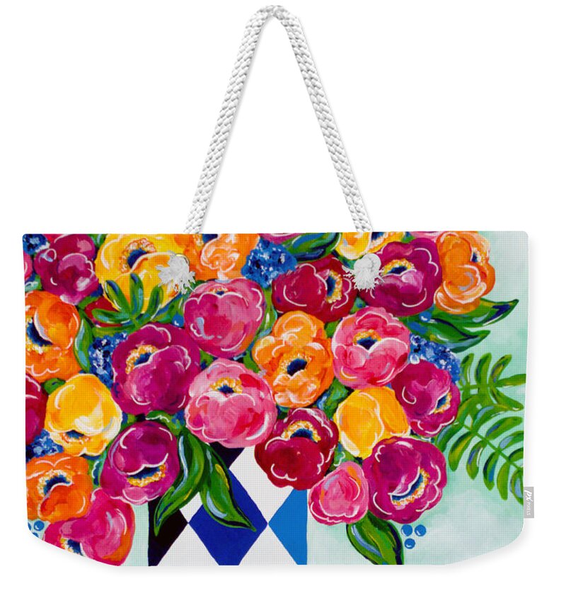Flower Bouquet Weekender Tote Bag featuring the painting Spring Blooms by Beth Ann Scott