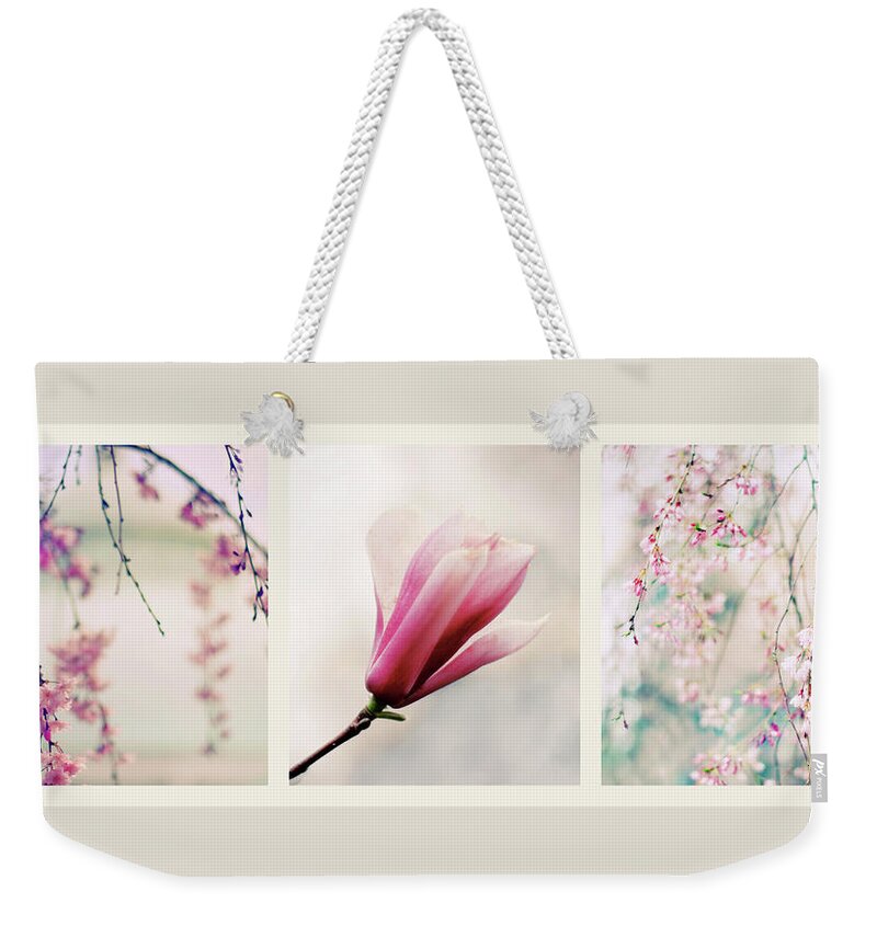 Triptych Weekender Tote Bag featuring the photograph Spring Blossom Triptych by Jessica Jenney