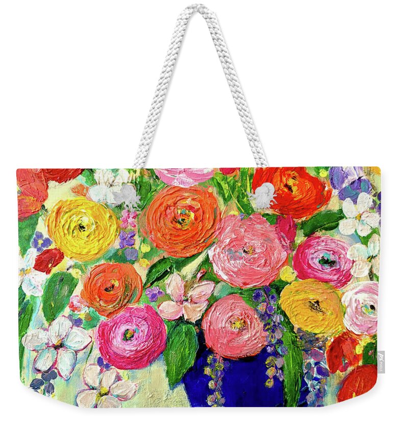 Mother's Day Weekender Tote Bag featuring the painting Spring Bouquet by Haleh Mahbod