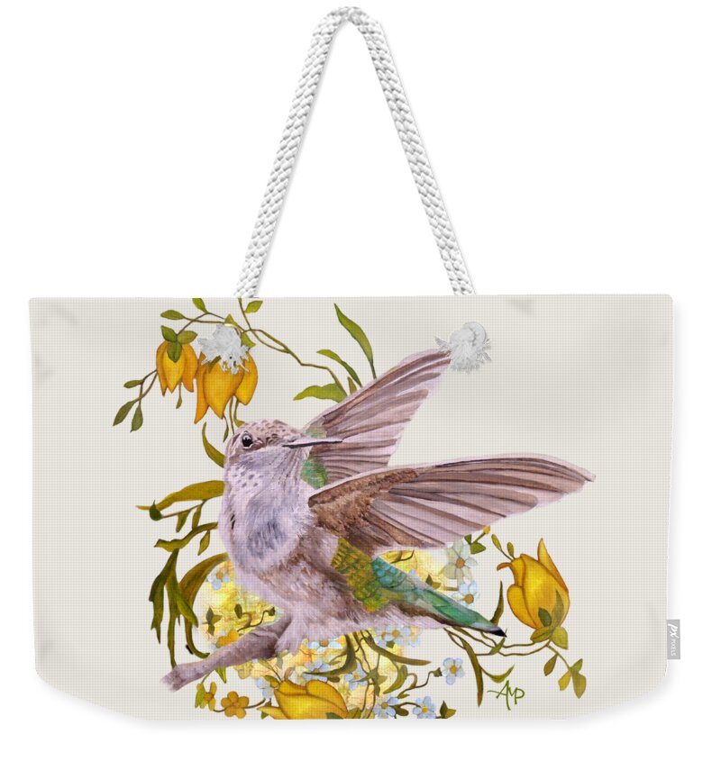Hummingbird Weekender Tote Bag featuring the painting Spring Dance I by Angeles M Pomata