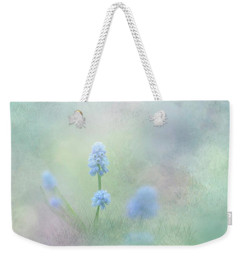 Spring Flowers Weekender Tote Bag featuring the photograph Spring Ephemeral with Texture - Muscari by Patti Deters