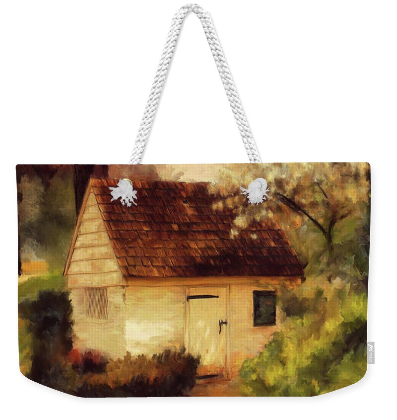 Spring House Weekender Tote Bag featuring the digital art Spring House In The Spring by Lois Bryan