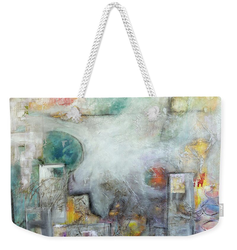 Abstract Weekender Tote Bag featuring the painting Spring Obscura by Theresa Marie Johnson
