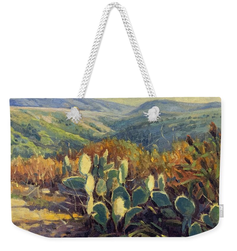 Crystal Cove State Park Weekender Tote Bag featuring the painting Spring Trail by Konnie Kim