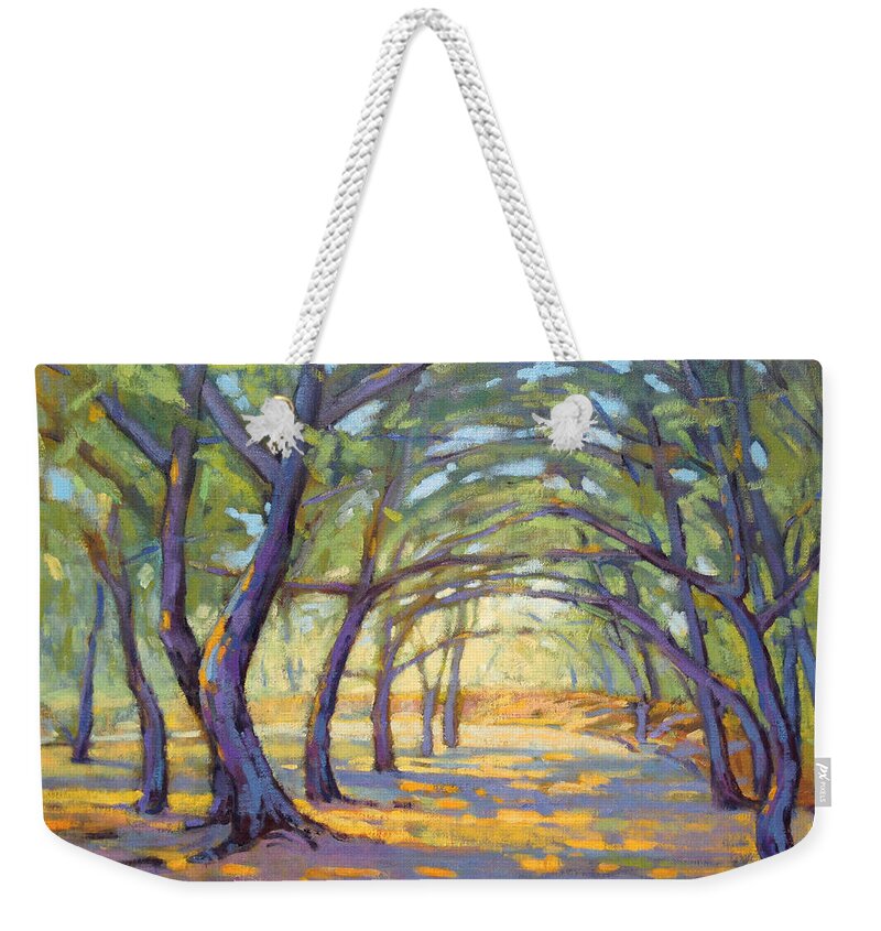 Trees Weekender Tote Bag featuring the painting Spring Tunnel by Konnie Kim