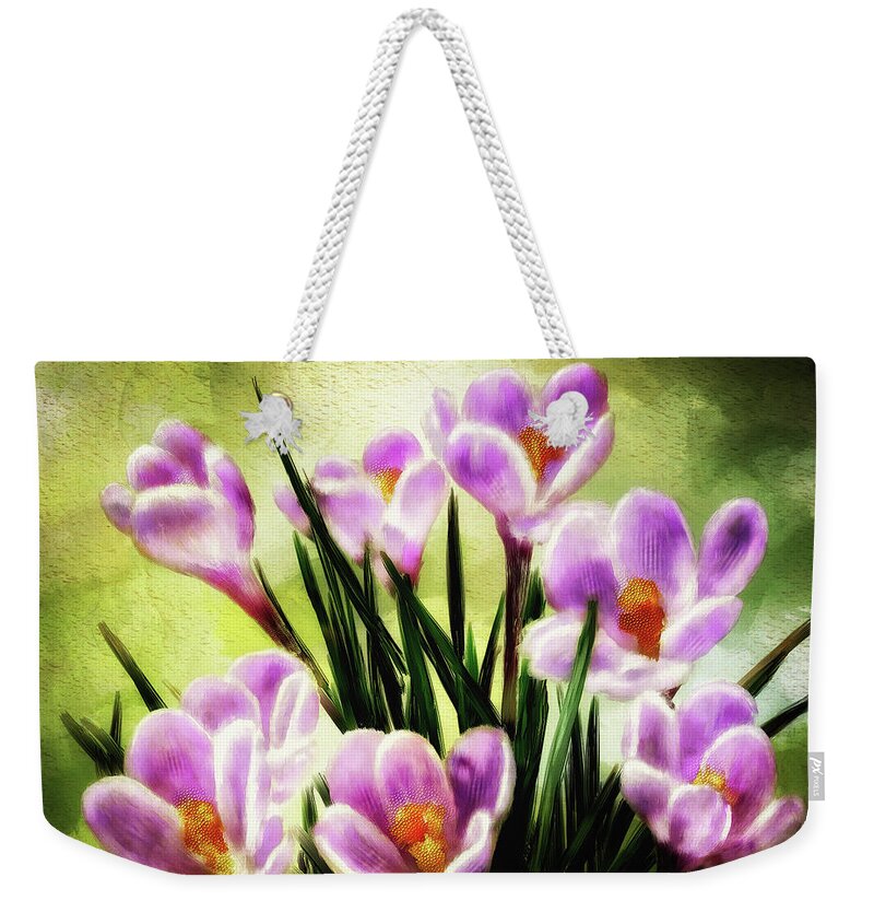 Flower Weekender Tote Bag featuring the digital art Spring's Early Gift by Lois Bryan