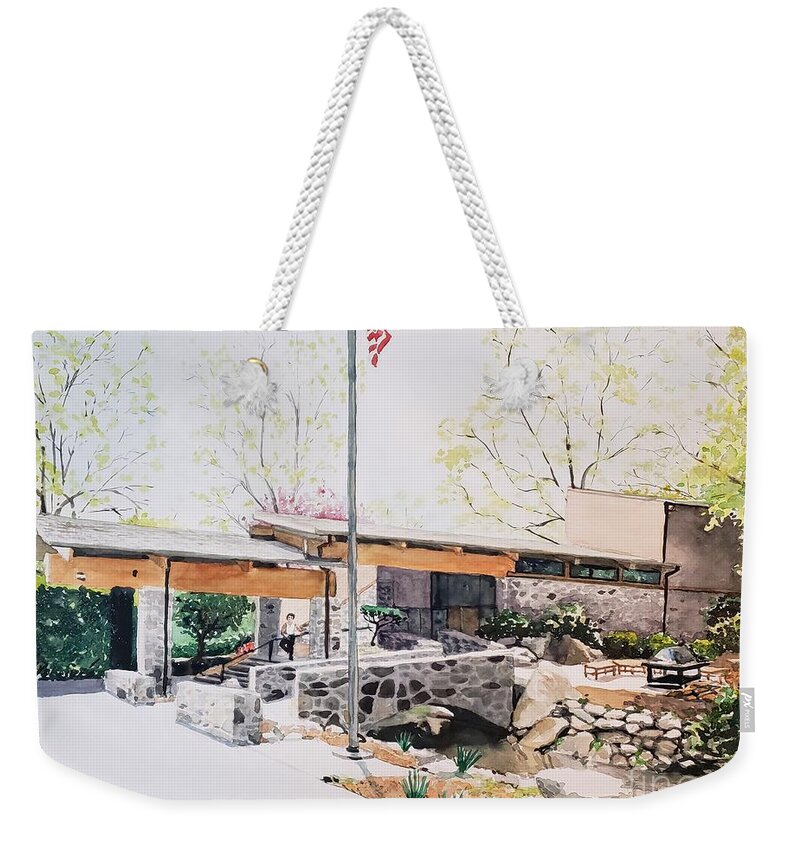 Camp Andree Clark Weekender Tote Bag featuring the painting Springtime at Macy, EMCC by Merana Cadorette
