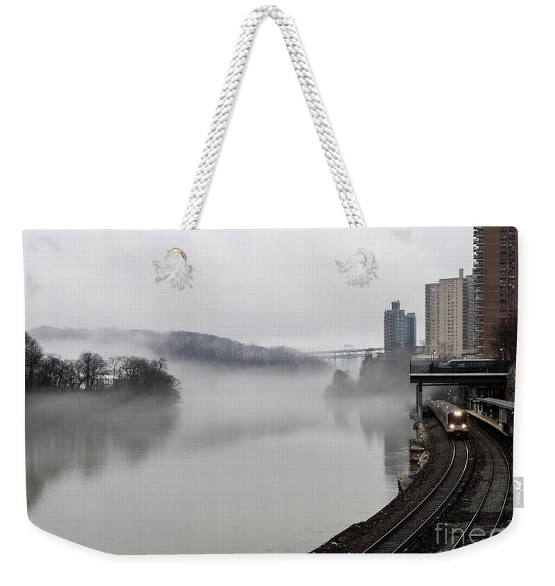 Inwood Weekender Tote Bag featuring the photograph Spuyten Duyvil with Fog by Cole Thompson