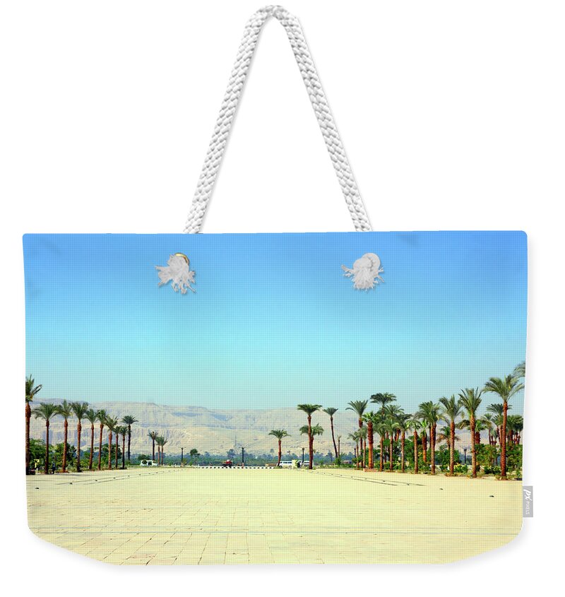 Egypt Weekender Tote Bag featuring the photograph square before karnak temple in Egypt by Mikhail Kokhanchikov