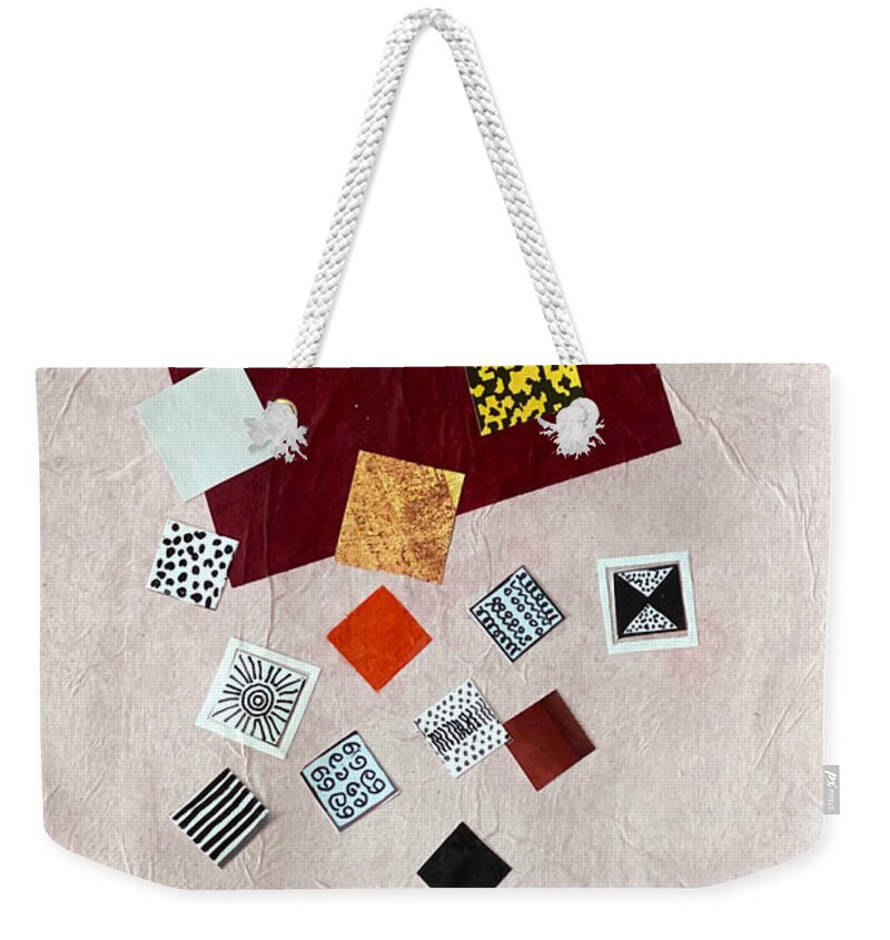 Abstract Collage Weekender Tote Bag featuring the mixed media Square Dances Series No.5 by Jessica Levant