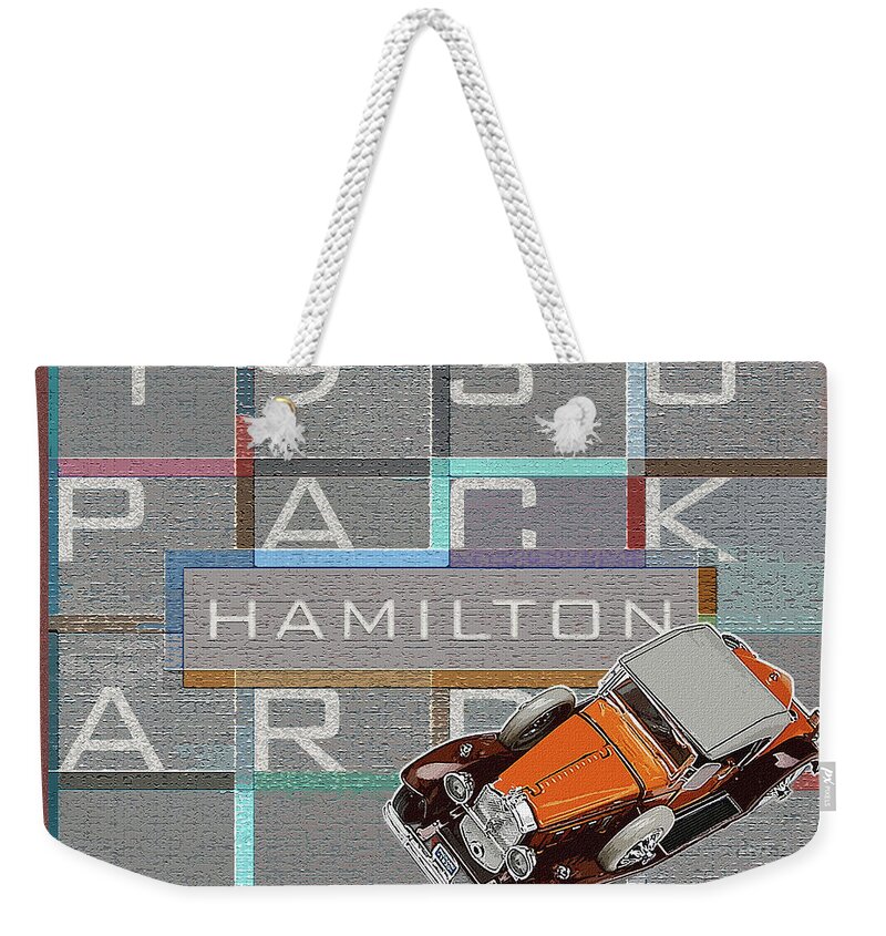 Hamilton Collection Weekender Tote Bag featuring the digital art Hamilton Collection / 1930 Packard by David Squibb