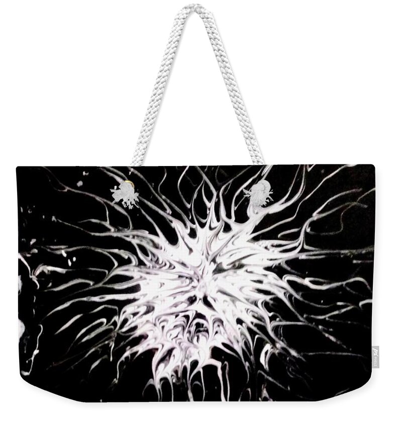 Black Weekender Tote Bag featuring the painting Squiggles by Anna Adams