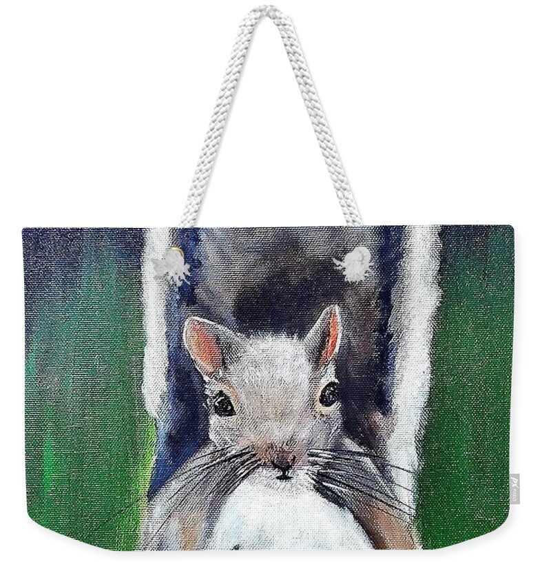 Squirrel Weekender Tote Bag featuring the painting Squirrel by Amy Kuenzie