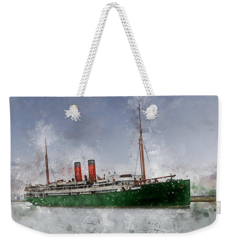 Steamer Weekender Tote Bag featuring the digital art S.S. Maheno by Geir Rosset