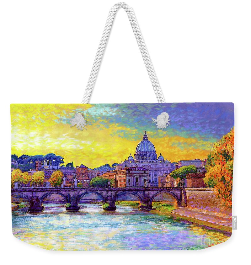 Italy Weekender Tote Bag featuring the painting St Angelo Bridge Ponte St Angelo Rome by Jane Small