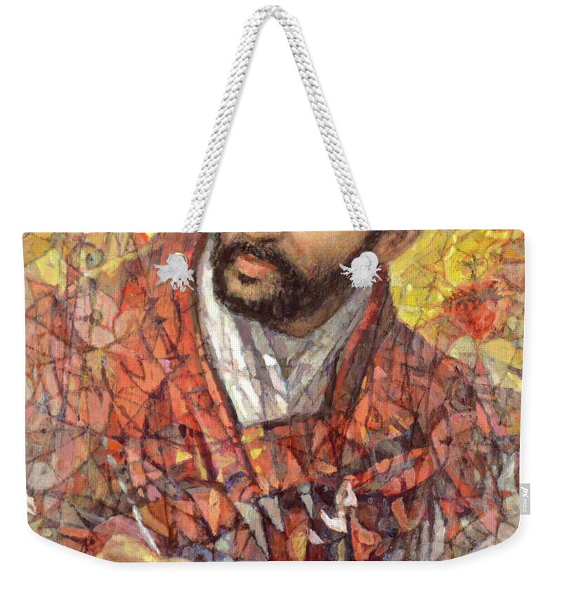 Saint Weekender Tote Bag featuring the painting St. Ignatius by Cameron Smith
