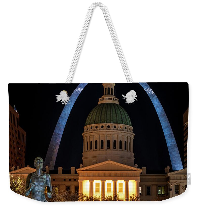Cityscape Weekender Tote Bag featuring the photograph St. Louis Iconic Landmarks by Michael Smith