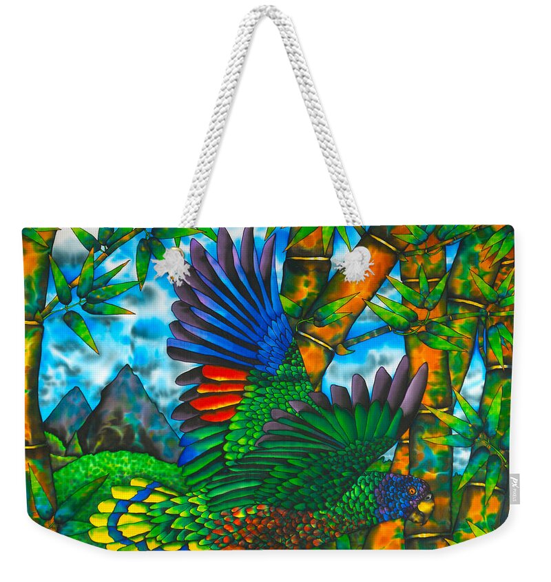 Jst. Lucia Parrot Weekender Tote Bag featuring the painting St. Lucia Parrot by Daniel Jean-Baptiste