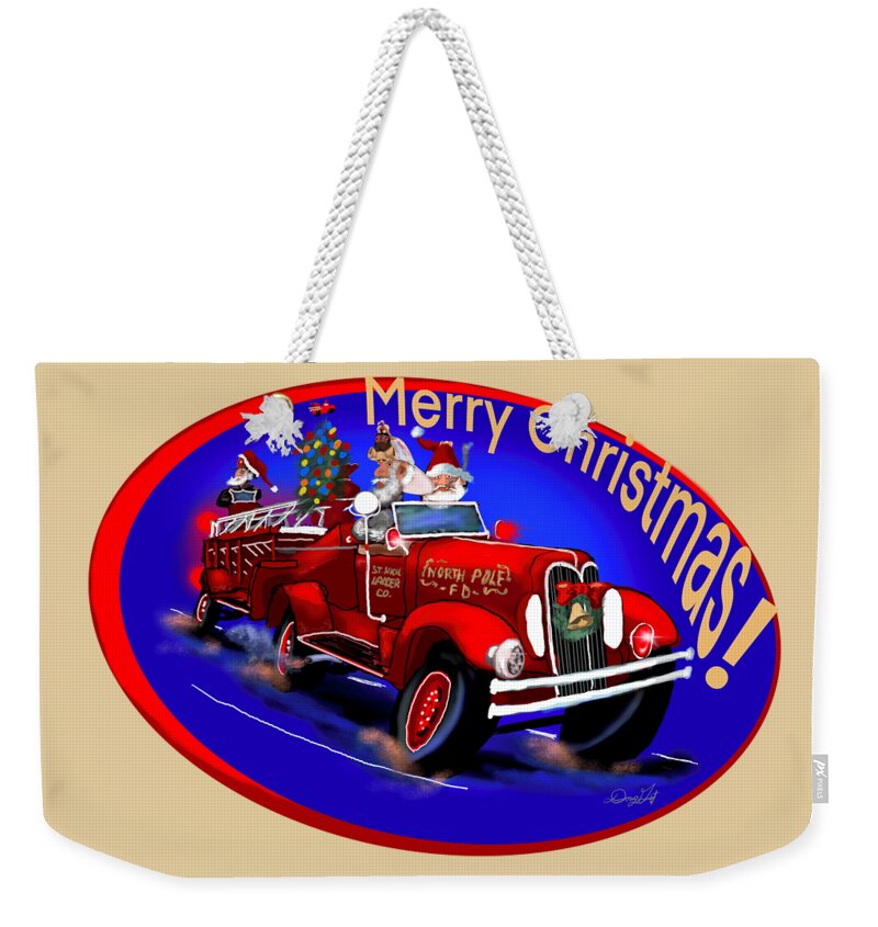  Weekender Tote Bag featuring the digital art St Nick Ladder Company Christmas by Doug Gist