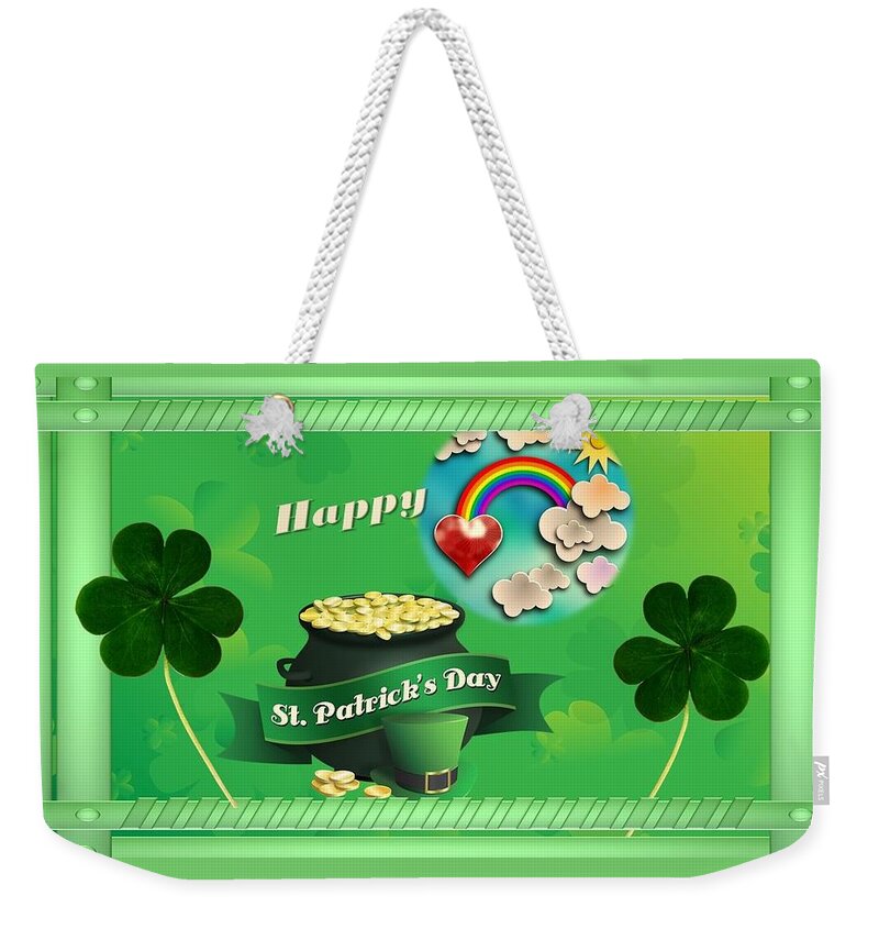 St. Patrick's Day Weekender Tote Bag featuring the mixed media St. Patrick's Day for Kids by Nancy Ayanna Wyatt