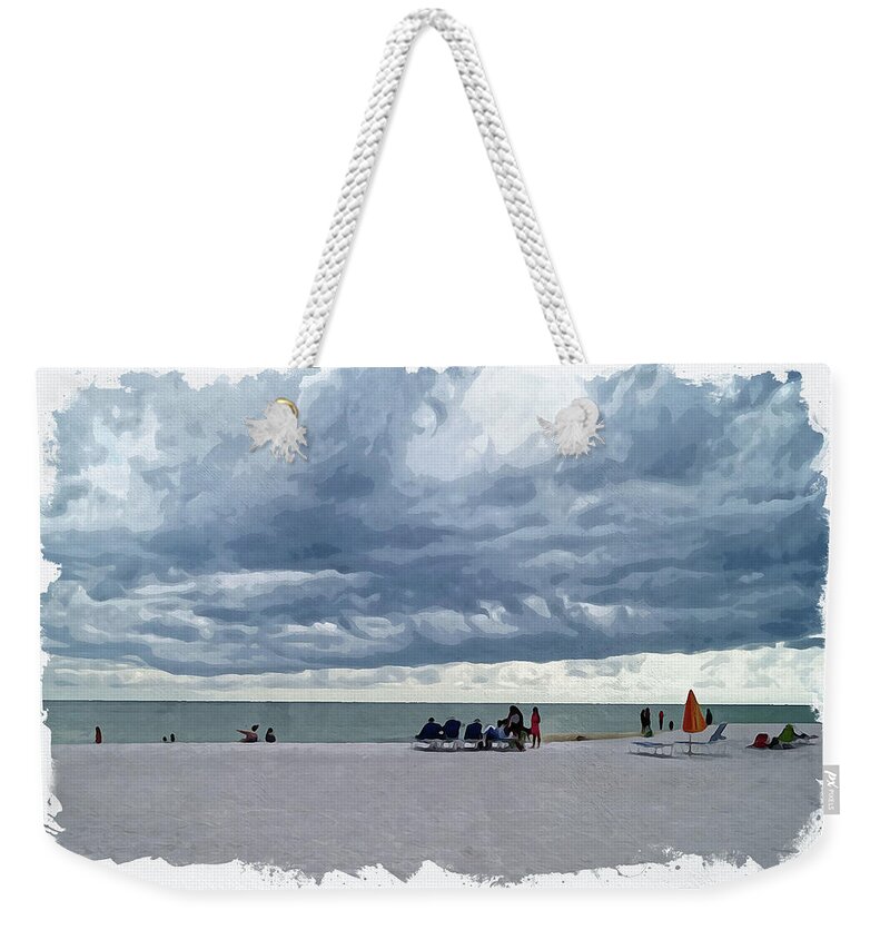 Rain Weekender Tote Bag featuring the digital art St. Pete Beach by Chauncy Holmes