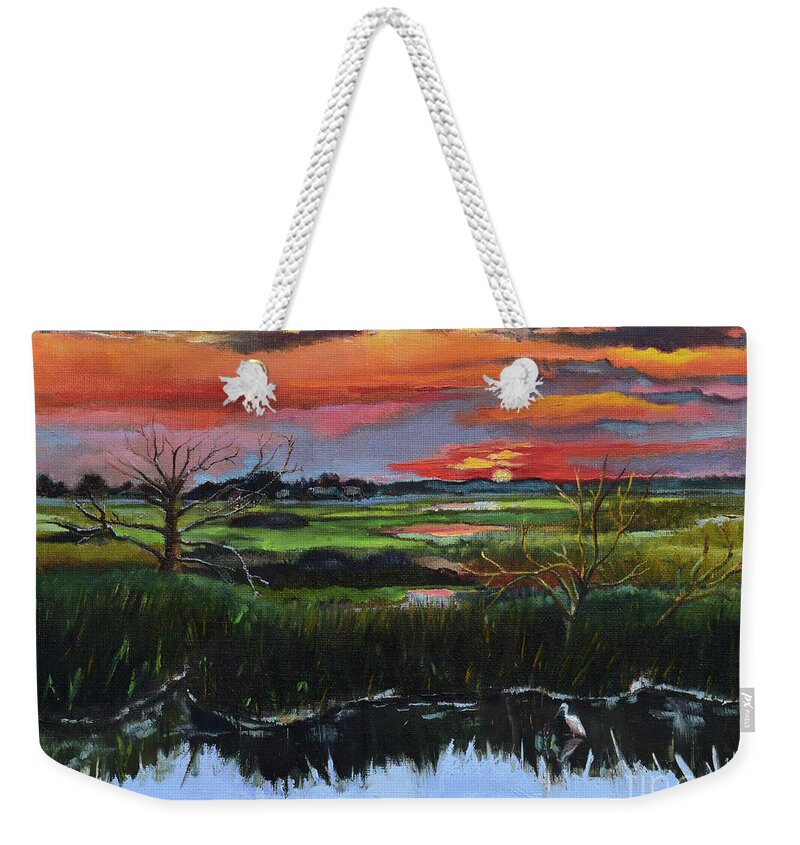 St. Simons Weekender Tote Bag featuring the painting St. Simons Sunrise by Jan Dappen