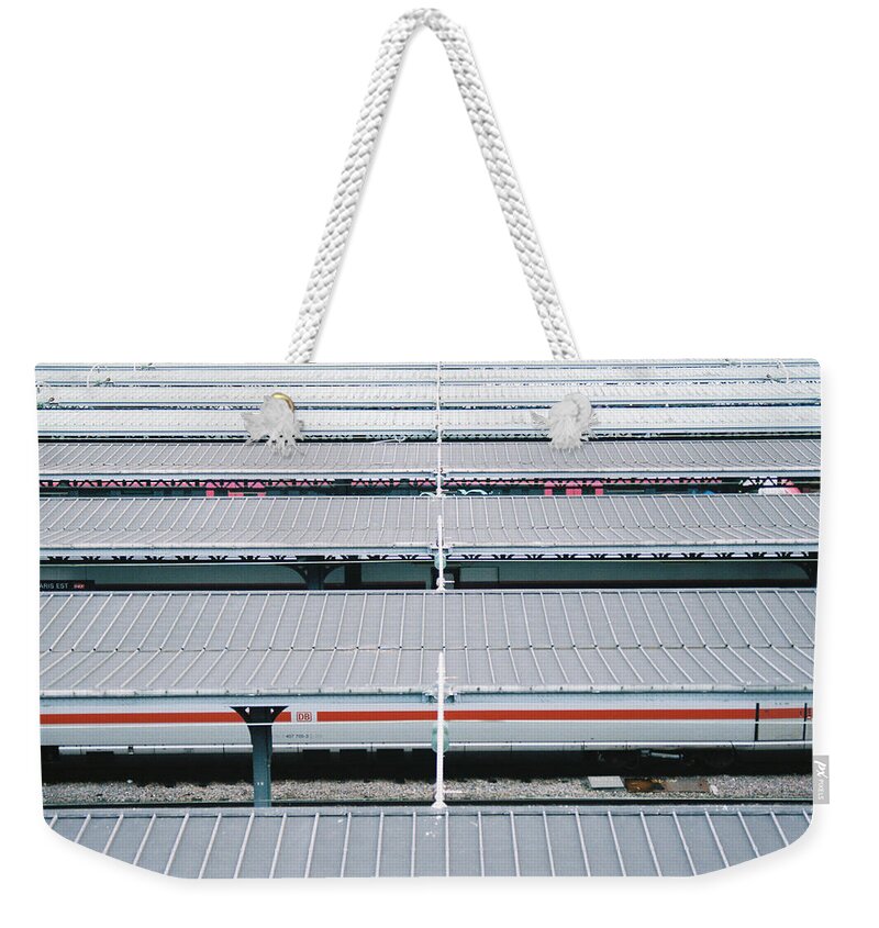 Roof Weekender Tote Bag featuring the photograph Stacked network by Barthelemy De Mazenod