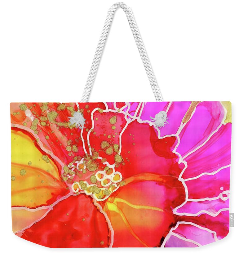  Weekender Tote Bag featuring the painting Stained Glass Flower by Julie Tibus