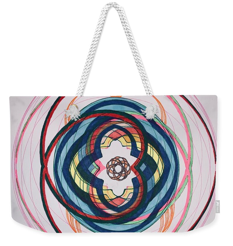 Heart Weekender Tote Bag featuring the drawing Stained glass heart by Steve Sommers