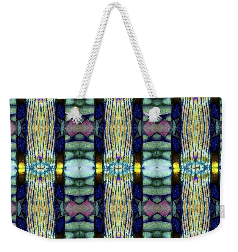 Stained Glass Weekender Tote Bag featuring the tapestry - textile Stained Glass Pattern by Mary Poliquin - Policain Creations