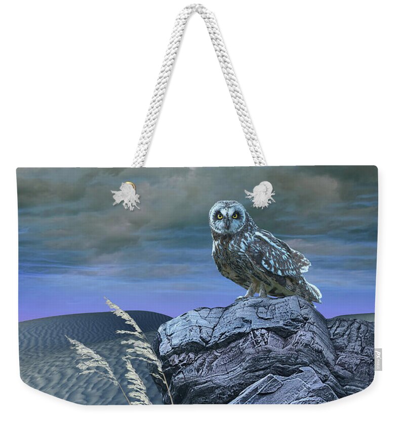 Owl Weekender Tote Bag featuring the digital art Stalking Owl by M Spadecaller
