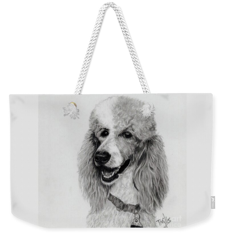 Dog Weekender Tote Bag featuring the drawing Standard Poodle 3 by Terri Mills