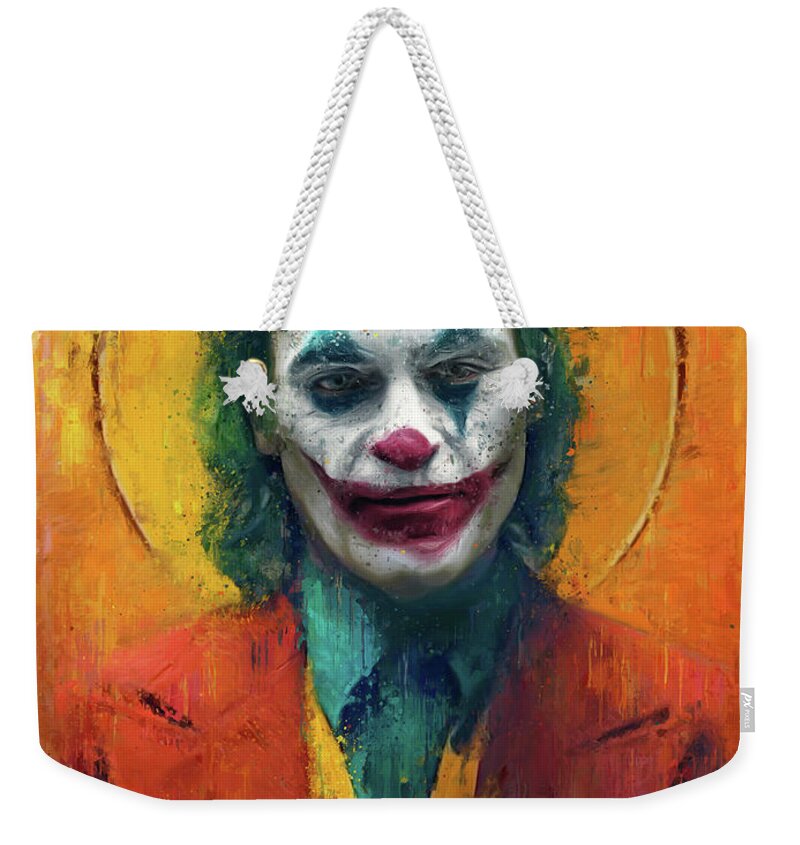 Star Icons Weekender Tote Bag featuring the painting Star Icons Joker - oryginal artwork by Vart. by Vart Studio