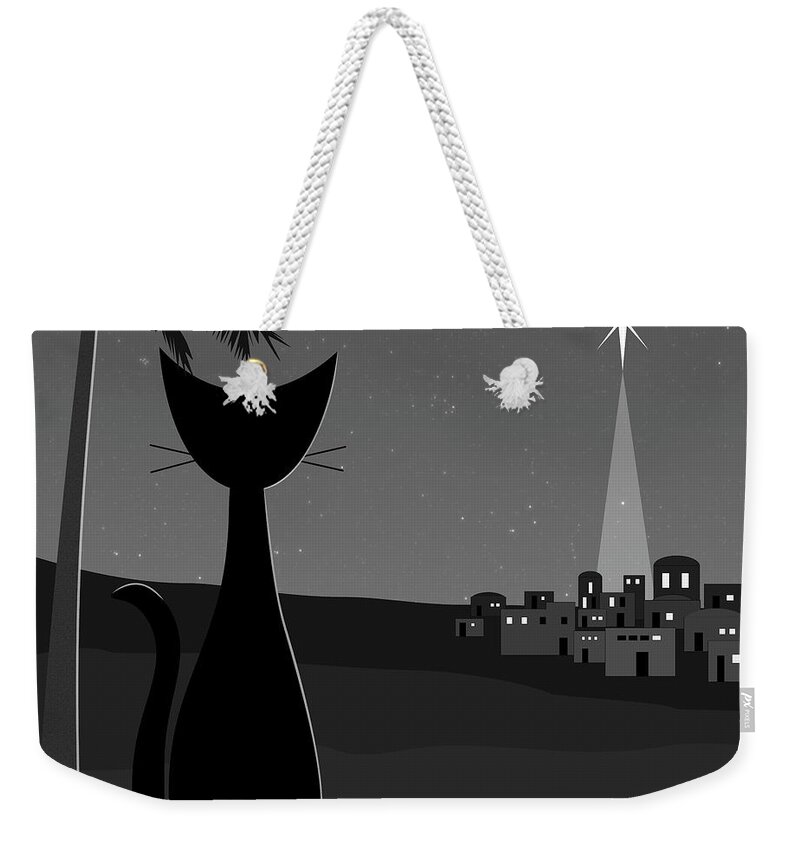 Star Weekender Tote Bag featuring the digital art Star of Bethlehem Grayscale by Donna Mibus