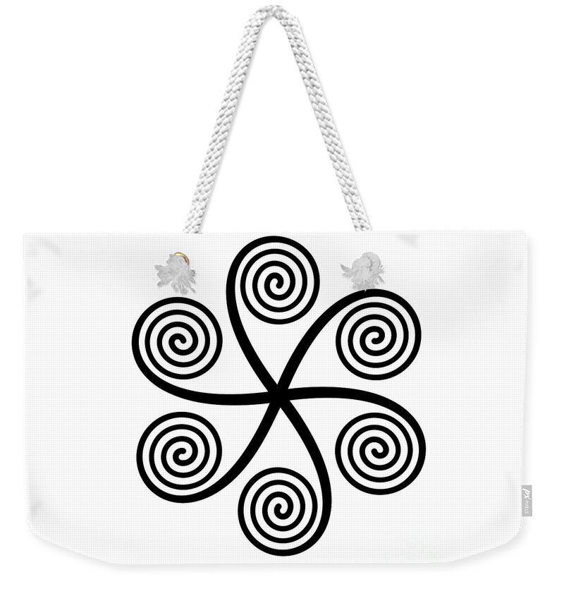 Star shaped symbol with six linear arithmetic spirals Weekender Tote Bag
