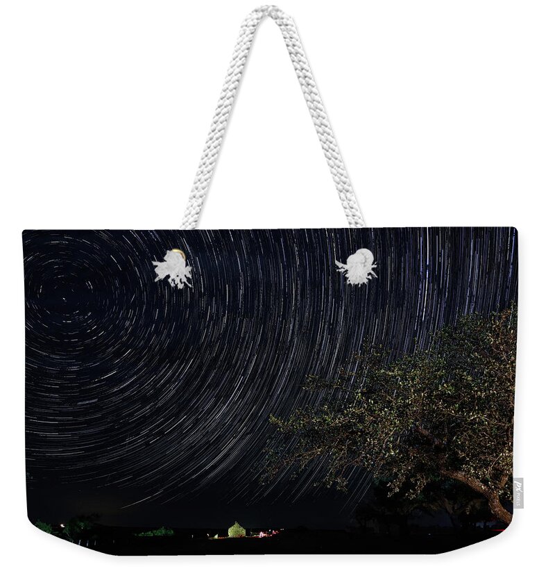 Astrophotography Weekender Tote Bag featuring the digital art Star Trails June 2022 by Brad Barton