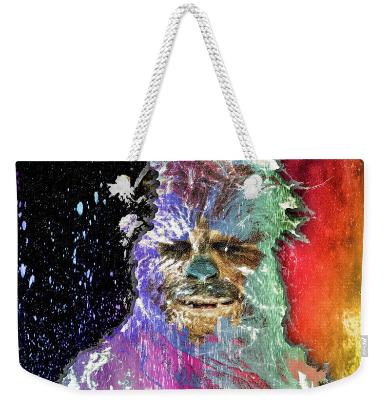 Yoda Weekender Tote Bag featuring the painting Star Wars Pop Chewbacca by Tony Rubino