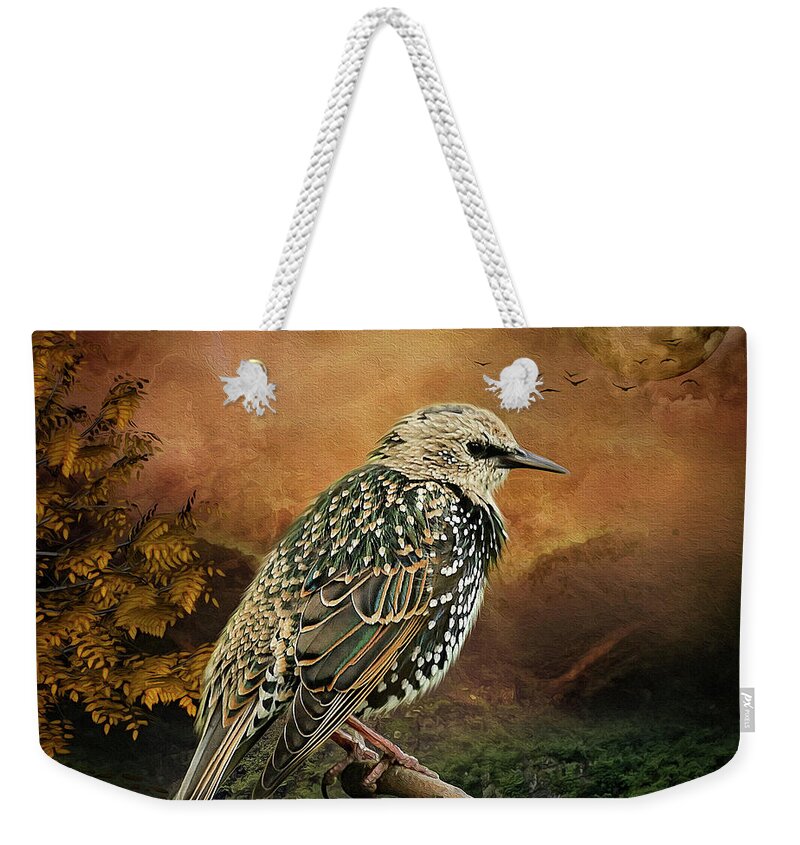 Starling Weekender Tote Bag featuring the digital art Starling by Maggy Pease