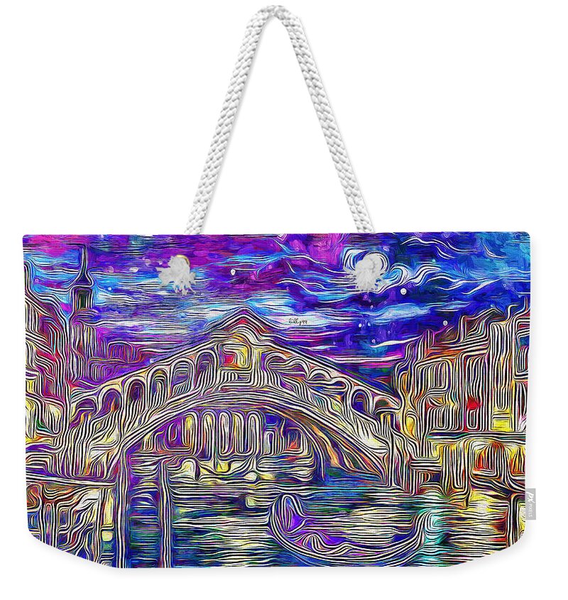 Paint Weekender Tote Bag featuring the painting Starry night in Venice by Nenad Vasic