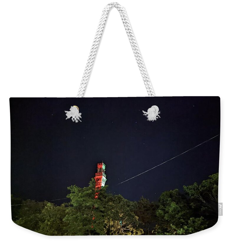 Stars Weekender Tote Bag featuring the photograph Starry Night Over Pilgrim Monument by Annalisa Rivera-Franz