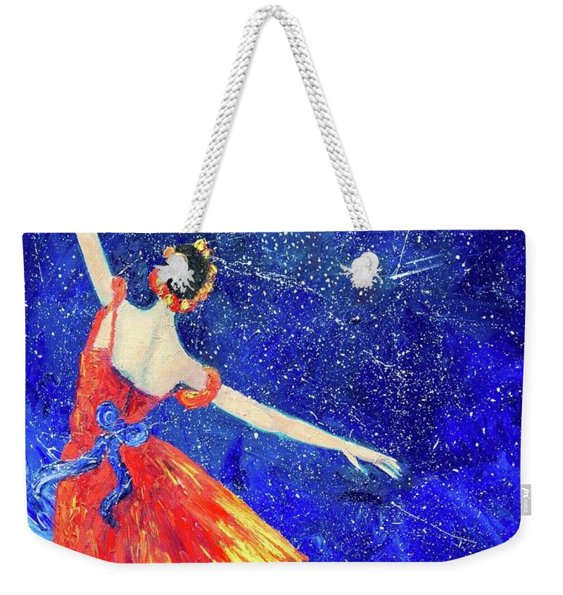  Weekender Tote Bag featuring the painting Starry Ribbon by Chiara Magni