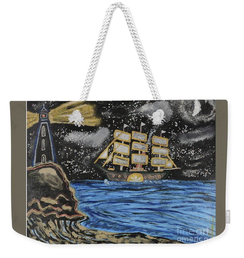 Ship Weekender Tote Bag featuring the mixed media Starship Britannia by David Westwood