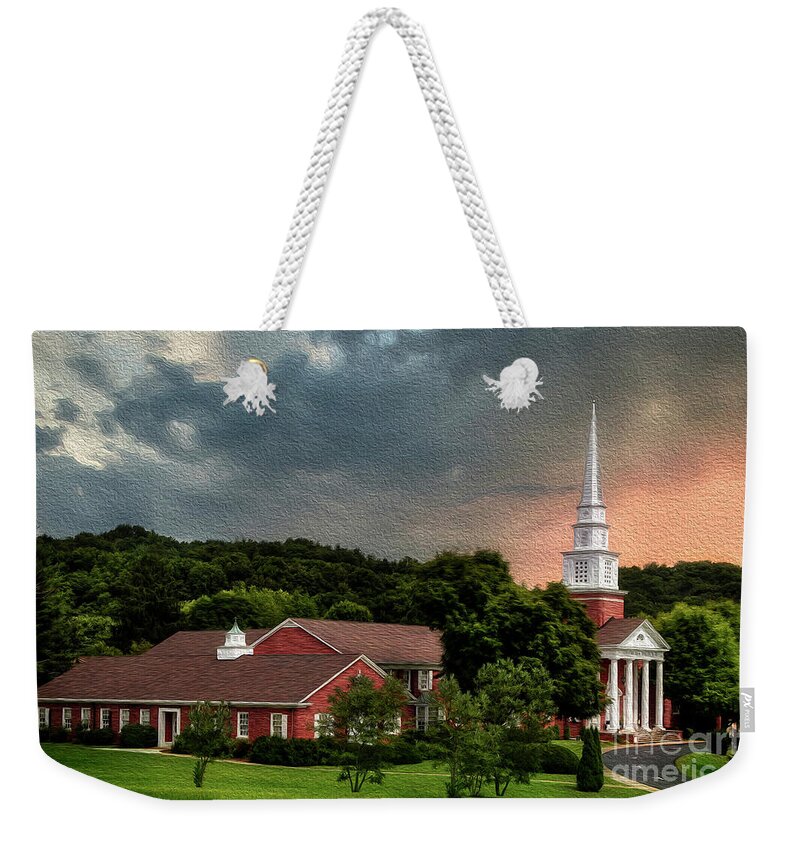 State Street United Methodist Church Weekender Tote Bag featuring the photograph State Street United Methodist Church oil painting by Shelia Hunt