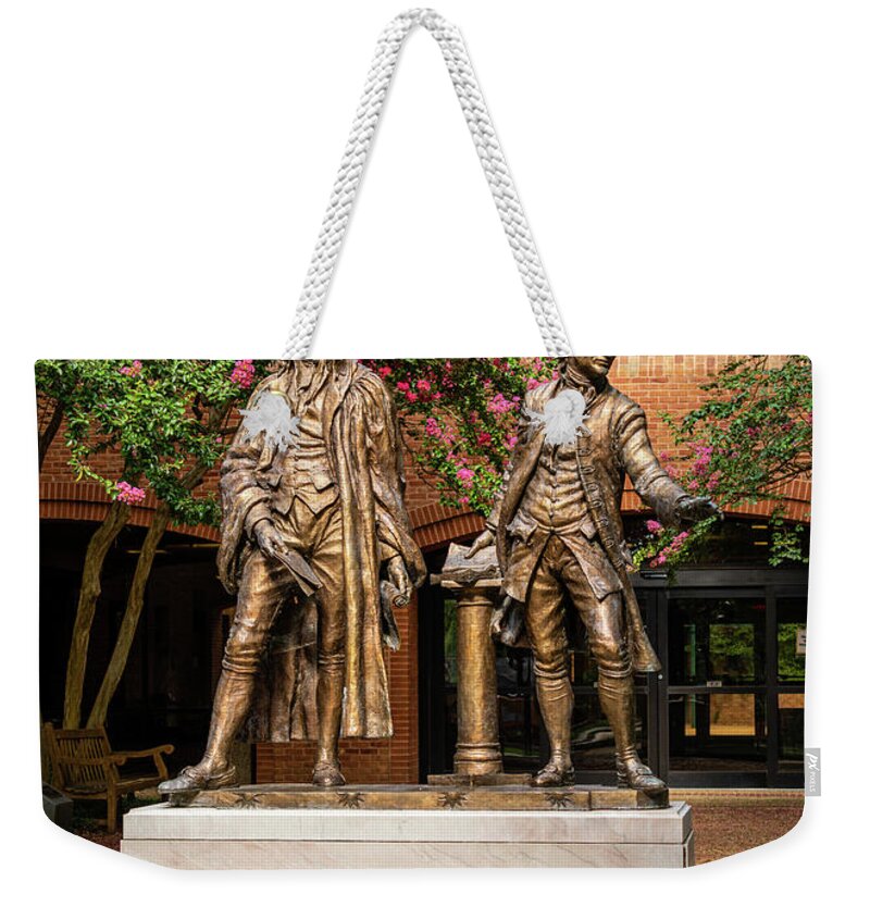 Statue Weekender Tote Bag featuring the photograph Statue of John Marshall and George Wythe by Rachel Morrison