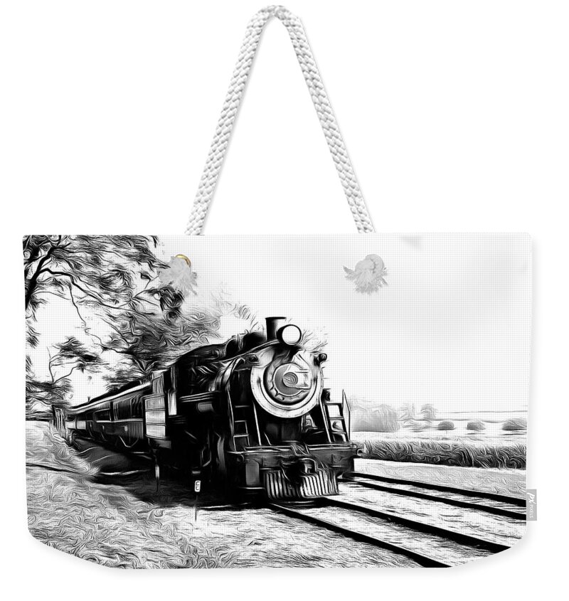 Steam Locomotive Weekender Tote Bag featuring the mixed media Steam Train by Christopher Reed
