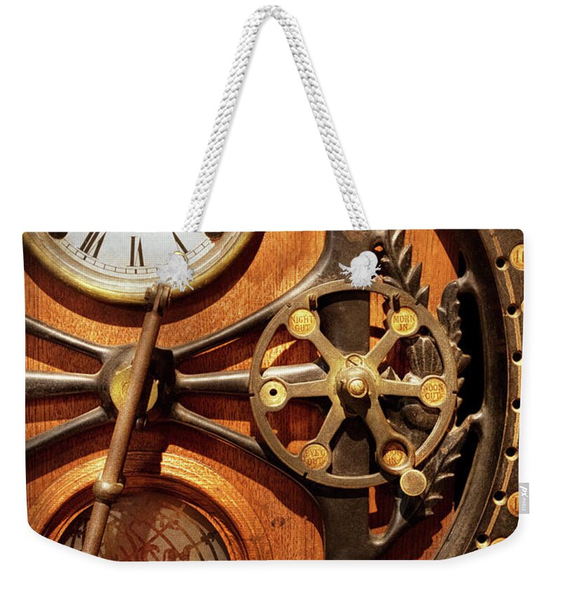 Steampunk Art Weekender Tote Bag featuring the photograph Steampunk - Clock - The dial recorder by Mike Savad
