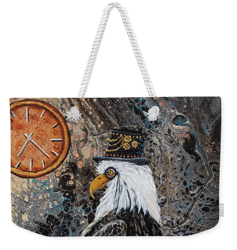 Steampunk Weekender Tote Bag featuring the painting Steampunk Eagle by Darice Machel McGuire