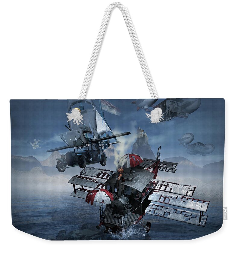 Limited Edition Prints Artist Fine Arts Weekender Tote Bag featuring the digital art Steampunk sky-rover by George Grie
