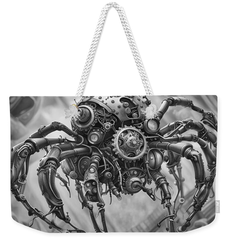 Ai Weekender Tote Bag featuring the photograph Steampunk Spider by Cate Franklyn